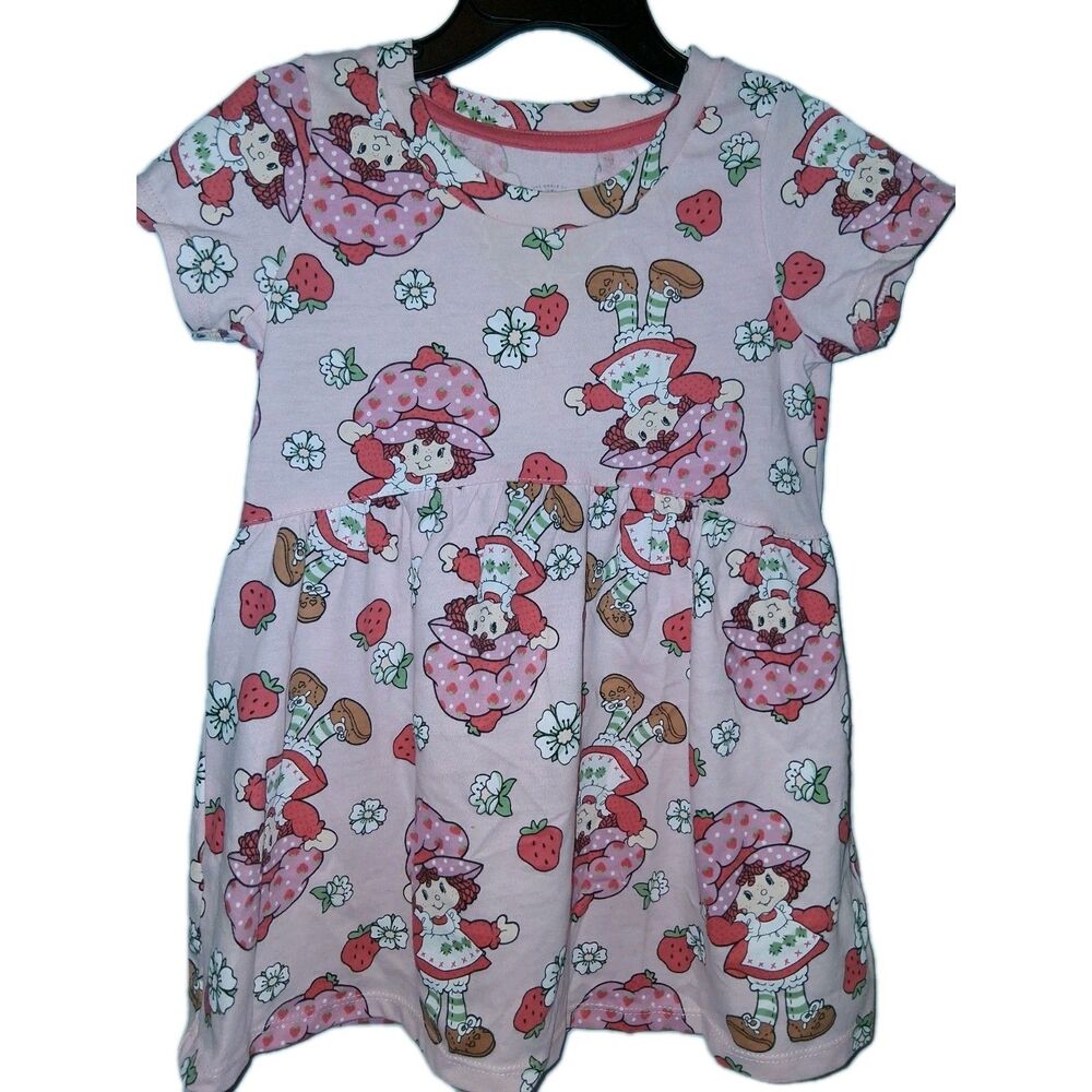 Strawberry Shortcake Toddler Girls Pink Character Print Dress 2T Short Sleeve